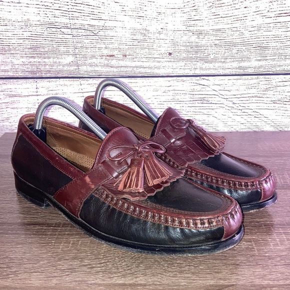 Mens Johnston & Murphy Aragon II Kiltie Tassel Black Smooth/Antique Mahogany 9.5 - Picture 2 of 11